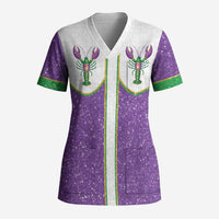Mardi Gras Crawfish Scrub Top Western Yoke Glitter Style
