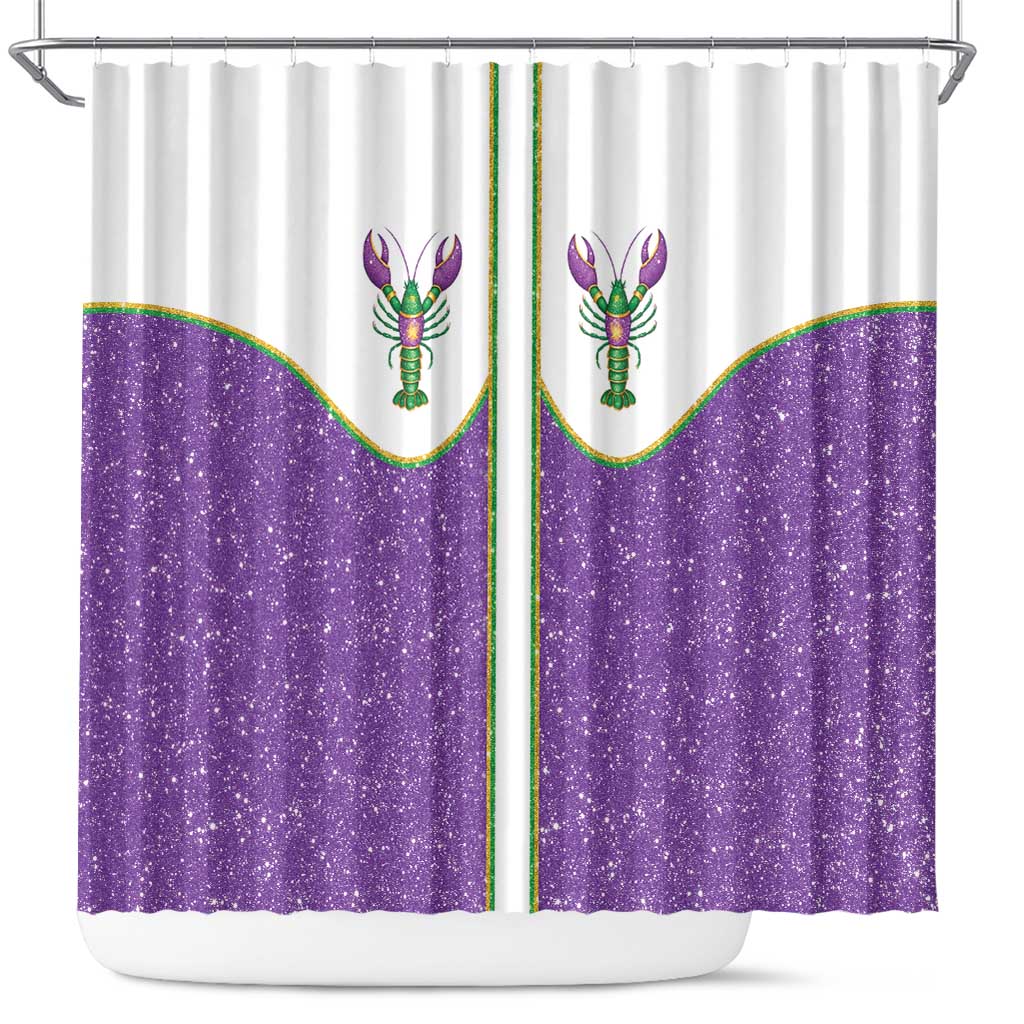 Mardi Gras Crawfish Shower Curtain Western Yoke Glitter Style