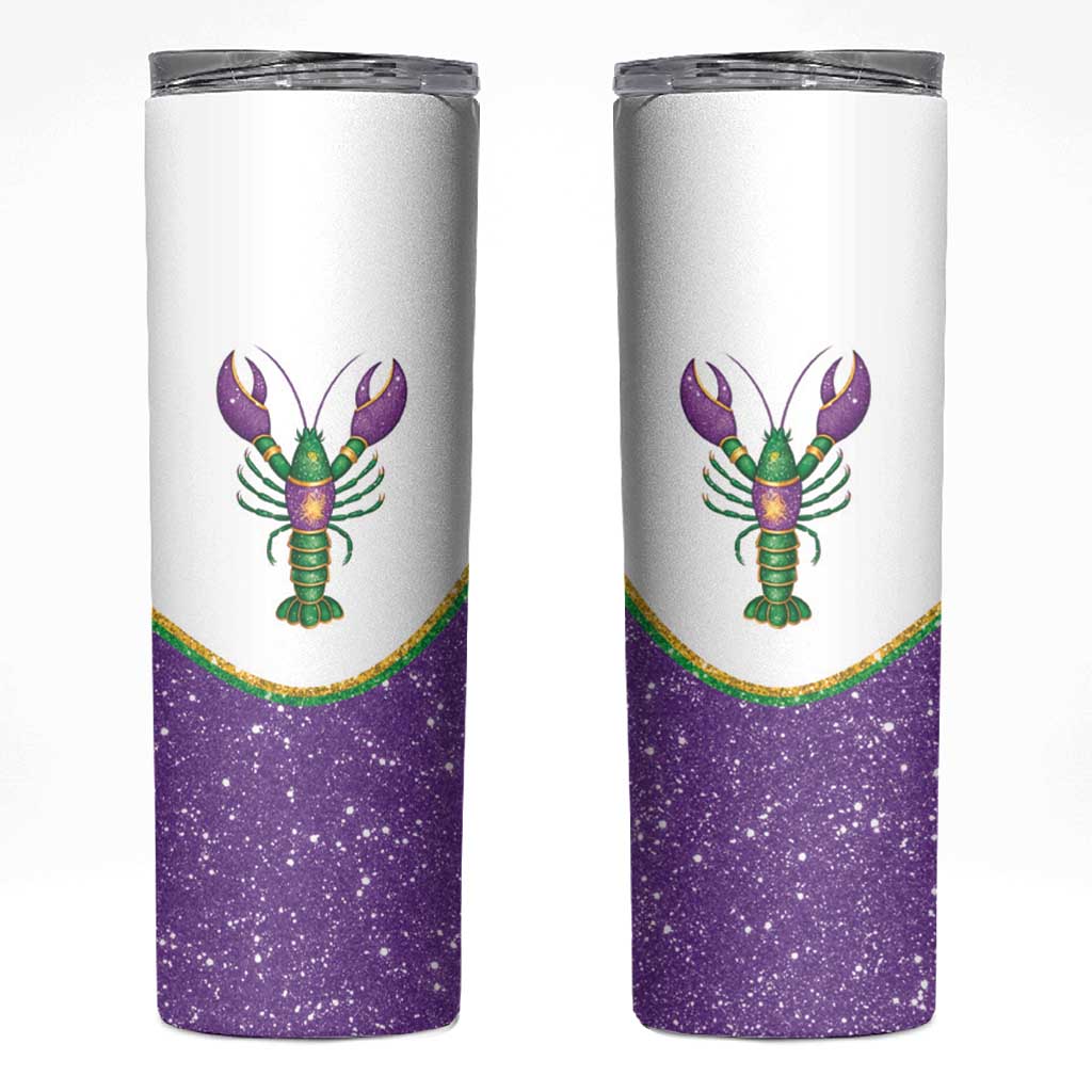 Mardi Gras Crawfish Skinny Tumbler Western Yoke Glitter Style