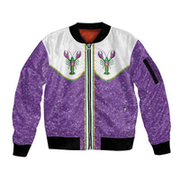 Mardi Gras Crawfish Sleeve Zip Bomber Jacket Western Yoke Glitter Style