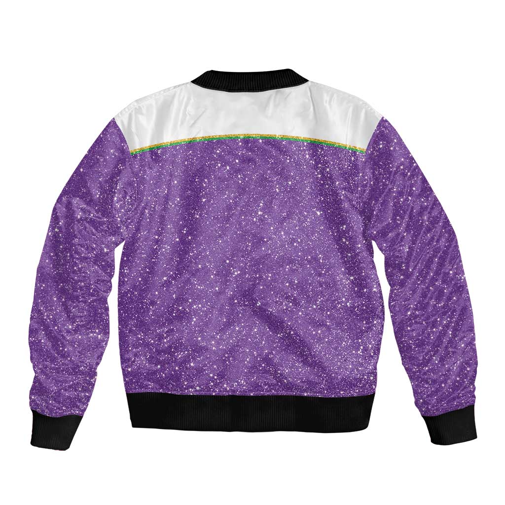 Mardi Gras Crawfish Sleeve Zip Bomber Jacket Western Yoke Glitter Style