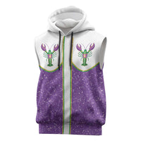 Mardi Gras Crawfish Sleeveless Hoodie Western Yoke Glitter Style