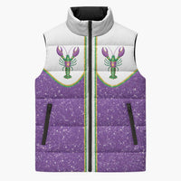 Mardi Gras Crawfish Sleeveless Puffer Jacket Western Yoke Glitter Style