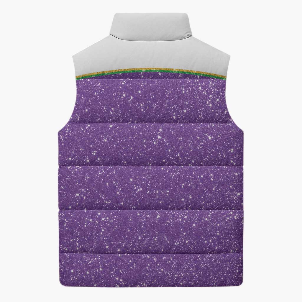 Mardi Gras Crawfish Sleeveless Puffer Jacket Western Yoke Glitter Style