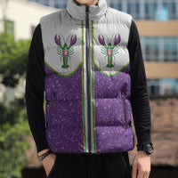 Mardi Gras Crawfish Sleeveless Puffer Jacket Western Yoke Glitter Style