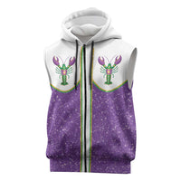 Mardi Gras Crawfish Sleeveless Zip Hoodie Western Yoke Glitter Style