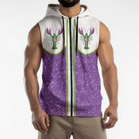 Mardi Gras Crawfish Sleeveless Zip Hoodie Western Yoke Glitter Style