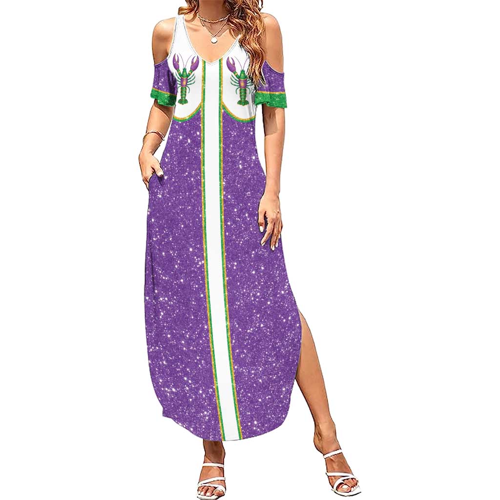 Mardi Gras Crawfish Summer Maxi Dress Western Yoke Glitter Style