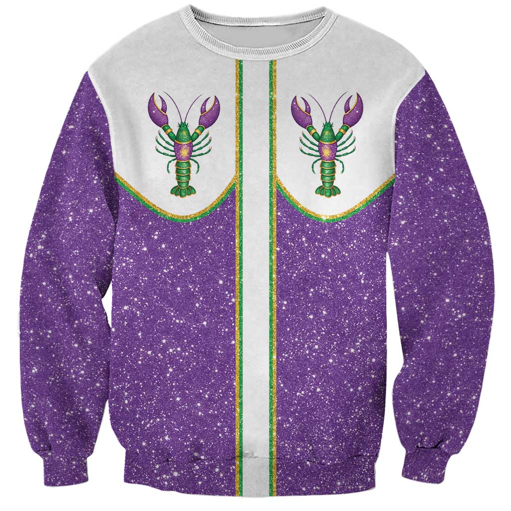 Mardi Gras Crawfish Sweatshirt Western Yoke Glitter Style