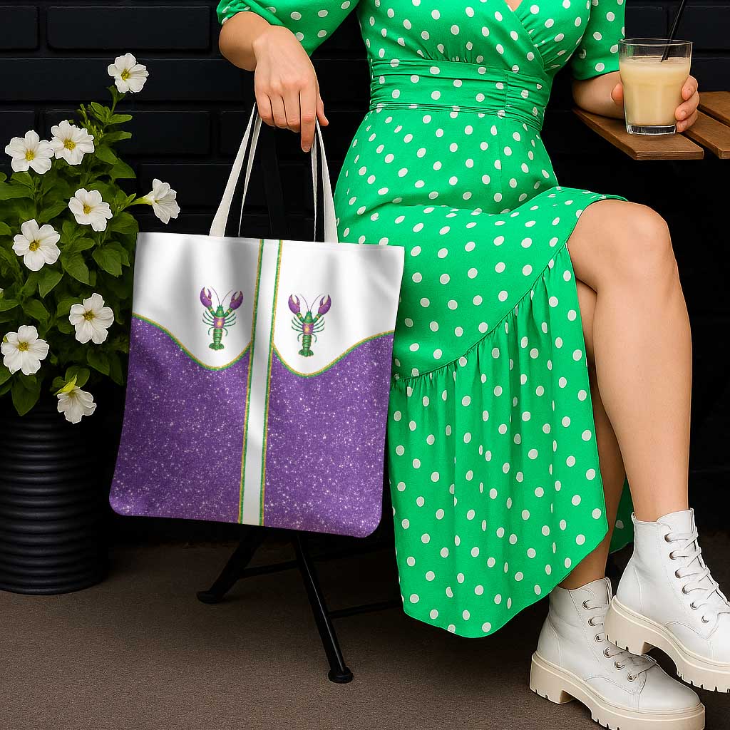Mardi Gras Crawfish Tote Bag Western Yoke Glitter Style