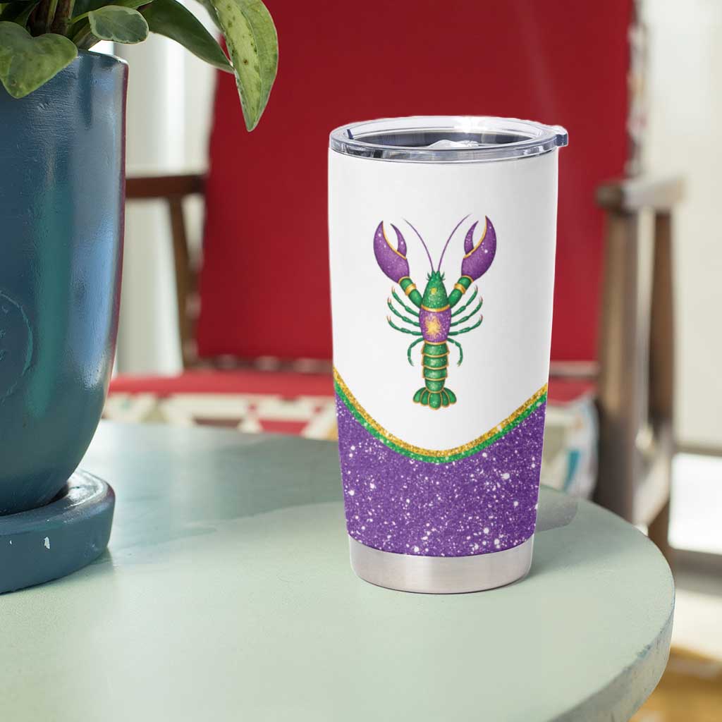 Mardi Gras Crawfish Tumbler Cup Western Yoke Glitter Style