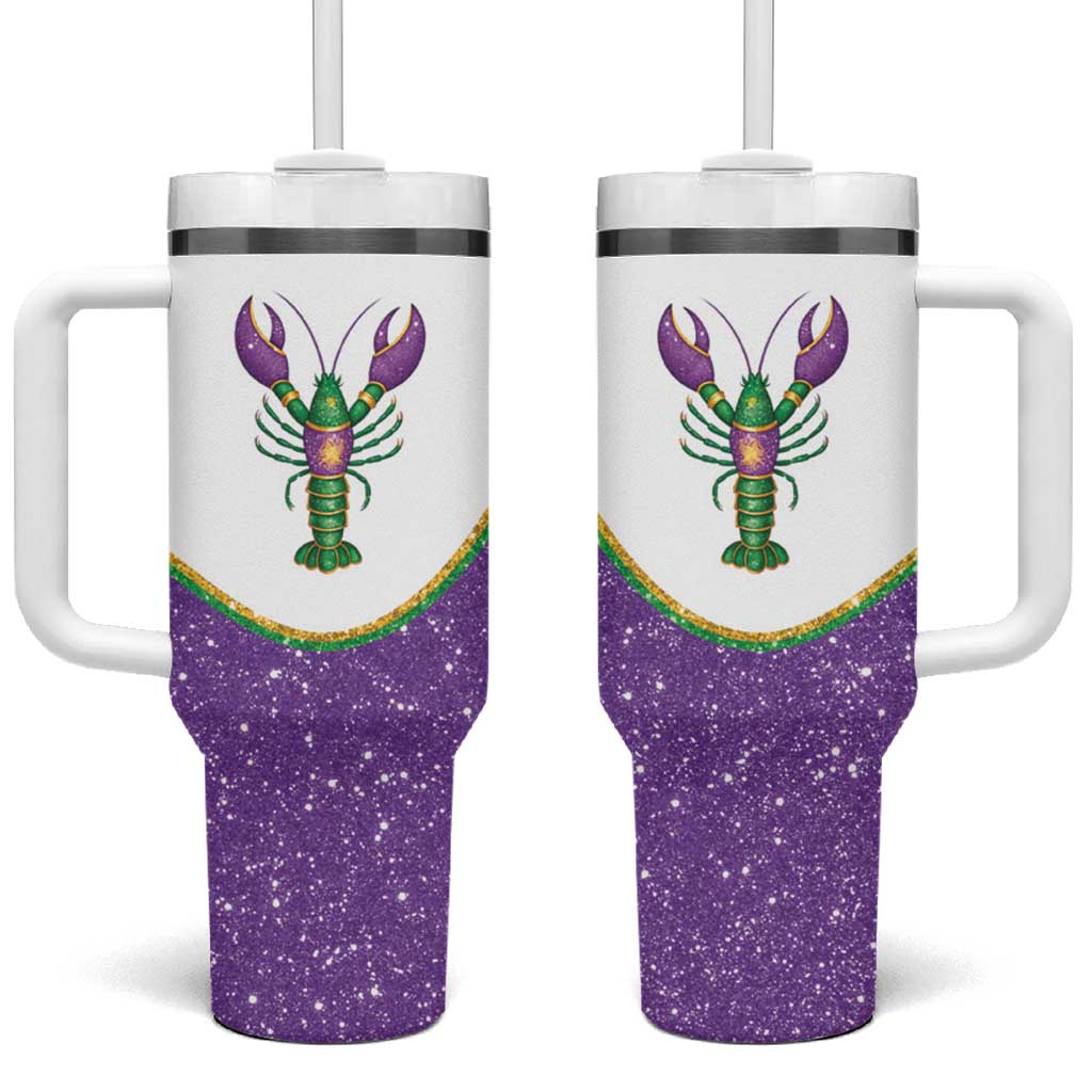 Mardi Gras Crawfish Tumbler With Handle Western Yoke Glitter Style