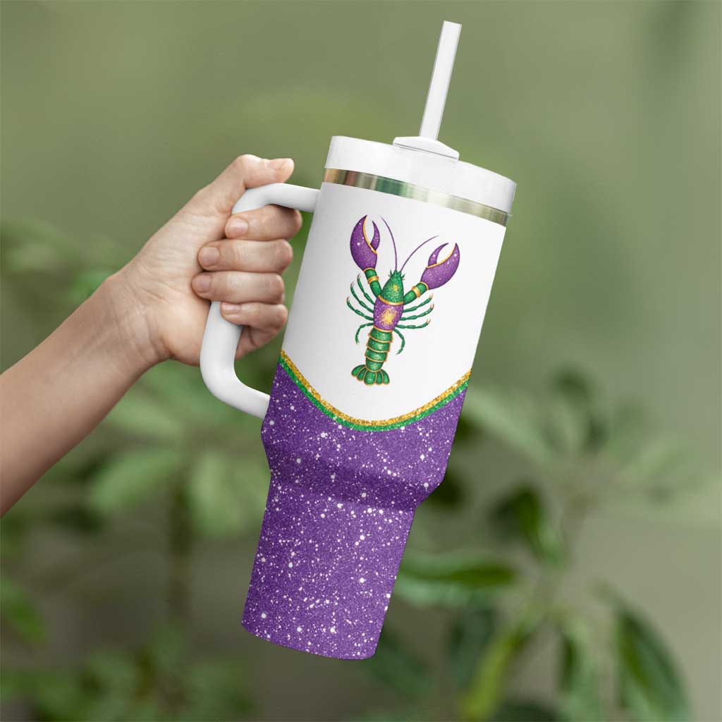 Mardi Gras Crawfish Tumbler With Handle Western Yoke Glitter Style