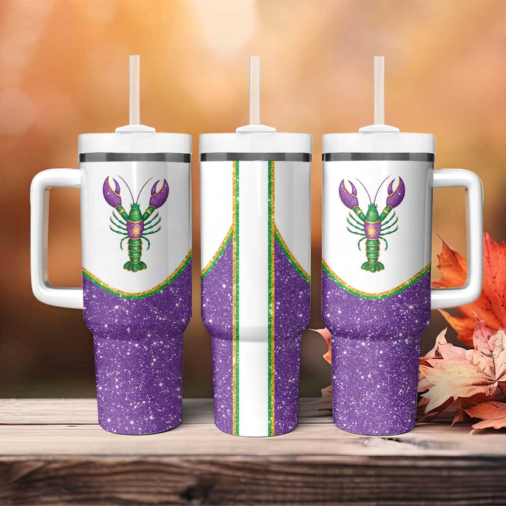 Mardi Gras Crawfish Tumbler With Handle Western Yoke Glitter Style