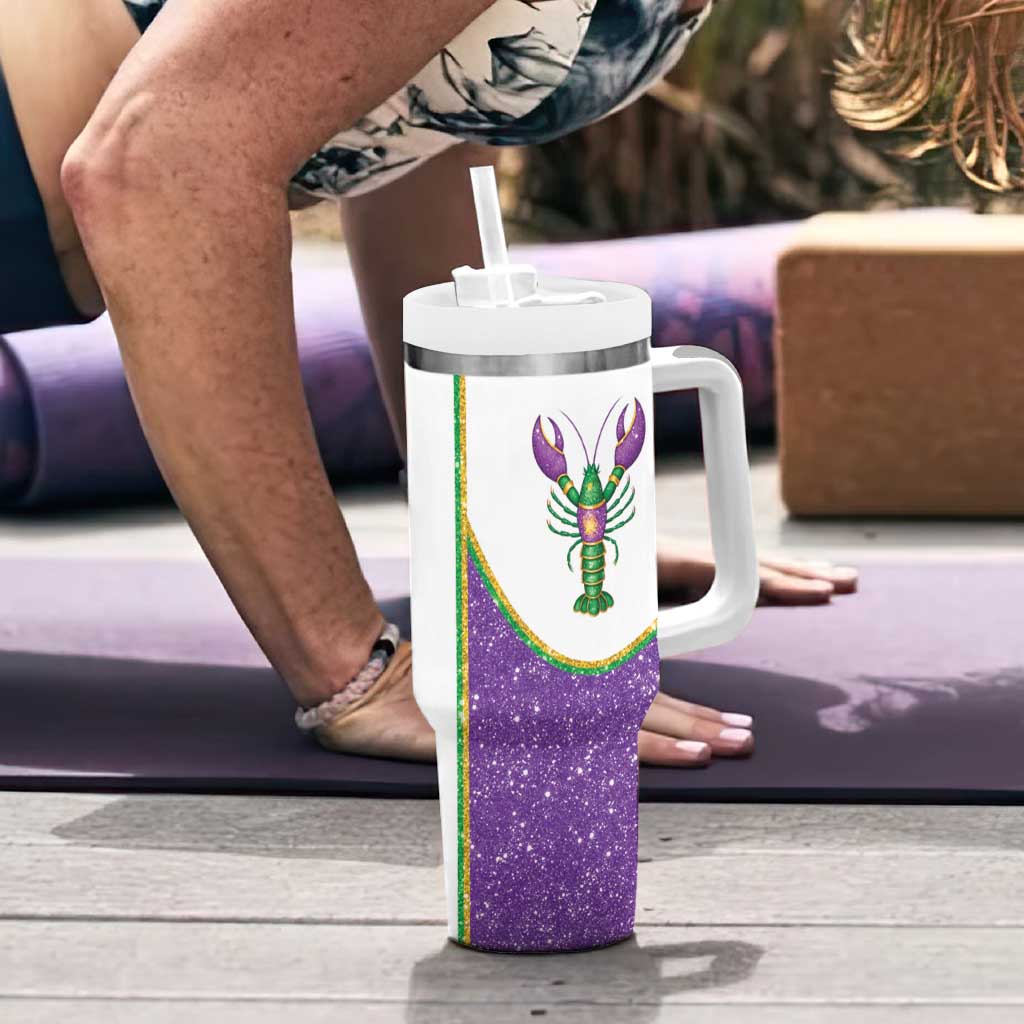 Mardi Gras Crawfish Tumbler With Handle Western Yoke Glitter Style