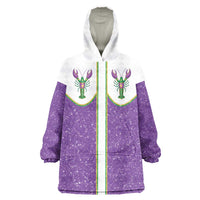 Mardi Gras Crawfish Wearable Blanket Hoodie Western Yoke Glitter Style