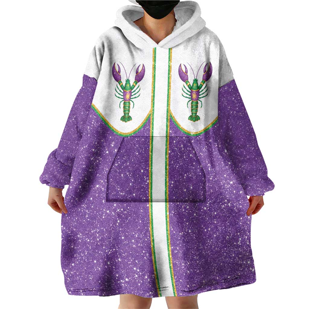 Mardi Gras Crawfish Wearable Blanket Hoodie Western Yoke Glitter Style