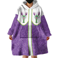 Mardi Gras Crawfish Wearable Blanket Hoodie Western Yoke Glitter Style