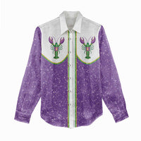 Mardi Gras Crawfish Women Casual Shirt Western Yoke Glitter Style