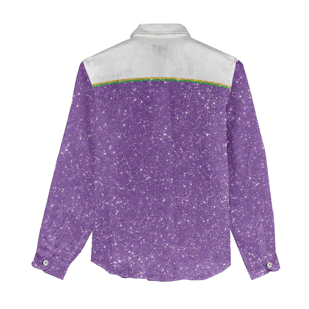 Mardi Gras Crawfish Women Casual Shirt Western Yoke Glitter Style