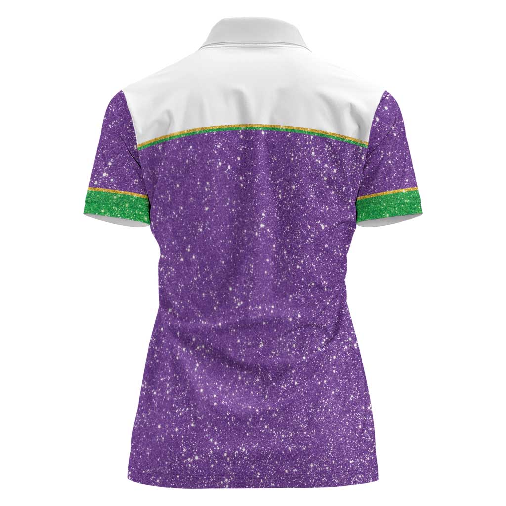 Mardi Gras Crawfish Women Polo Shirt Western Yoke Glitter Style