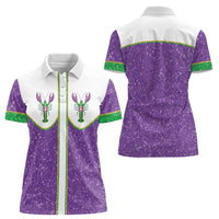 Mardi Gras Crawfish Women Polo Shirt Western Yoke Glitter Style