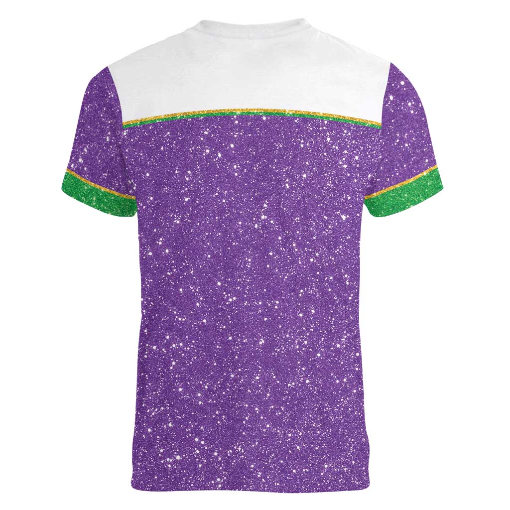 Mardi Gras Crawfish Women V-Neck T-Shirt Western Yoke Glitter Style