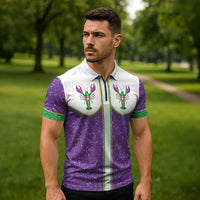 Mardi Gras Crawfish Zipper Polo Shirt Western Yoke Glitter Style