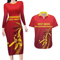 Custom West Indies Cricket Couples Matching Long Sleeve Bodycon Dress and Hawaiian Shirt Vintage Style