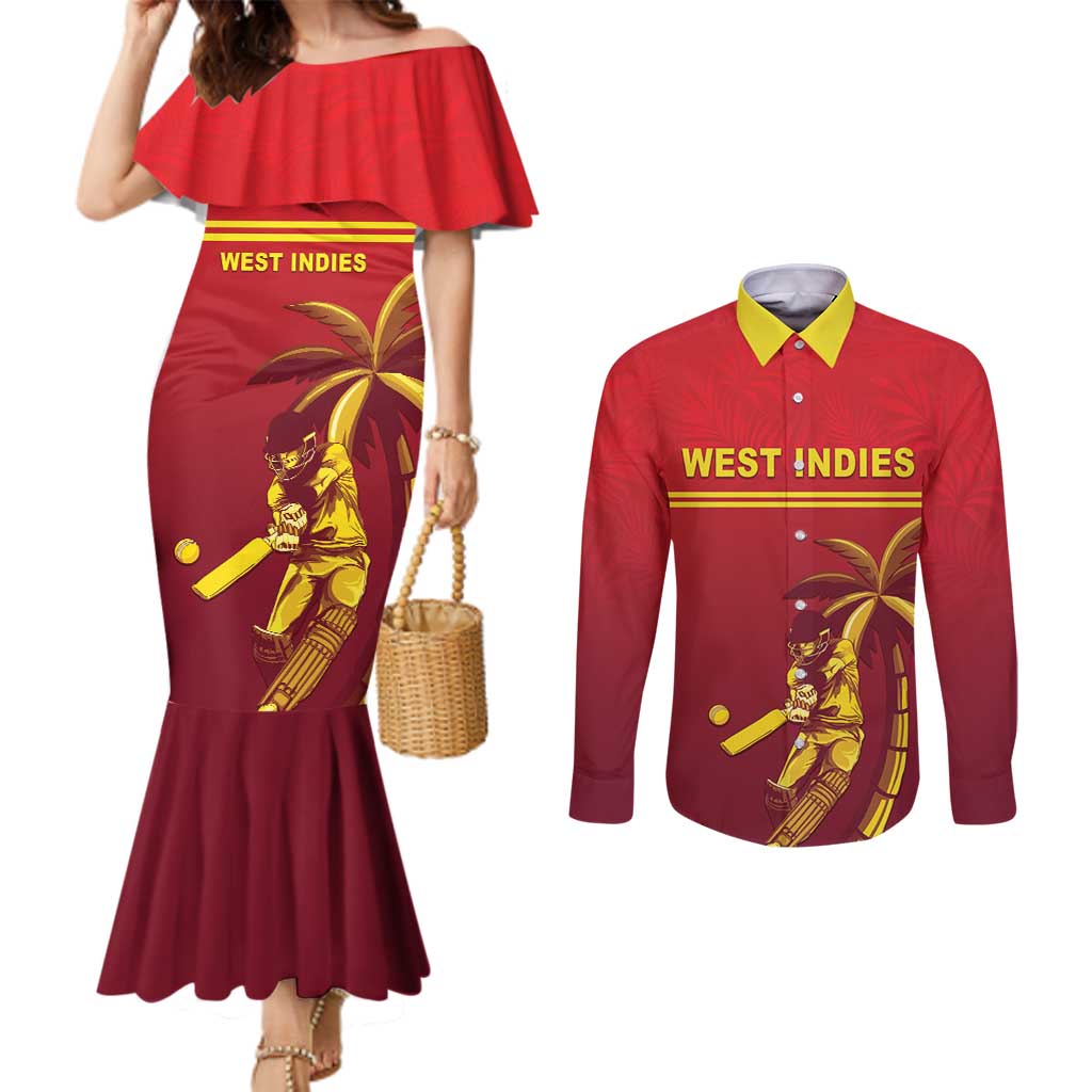 Custom West Indies Cricket Couples Matching Mermaid Dress and Long Sleeve Button Shirt Vintage Style