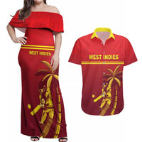 Custom West Indies Cricket Couples Matching Off Shoulder Maxi Dress and Hawaiian Shirt Vintage Style