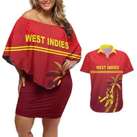 Custom West Indies Cricket Couples Matching Off Shoulder Short Dress and Hawaiian Shirt Vintage Style