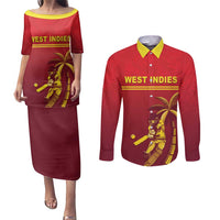 Custom West Indies Cricket Couples Matching Puletasi and Long Sleeve Button Shirt Vintage Style