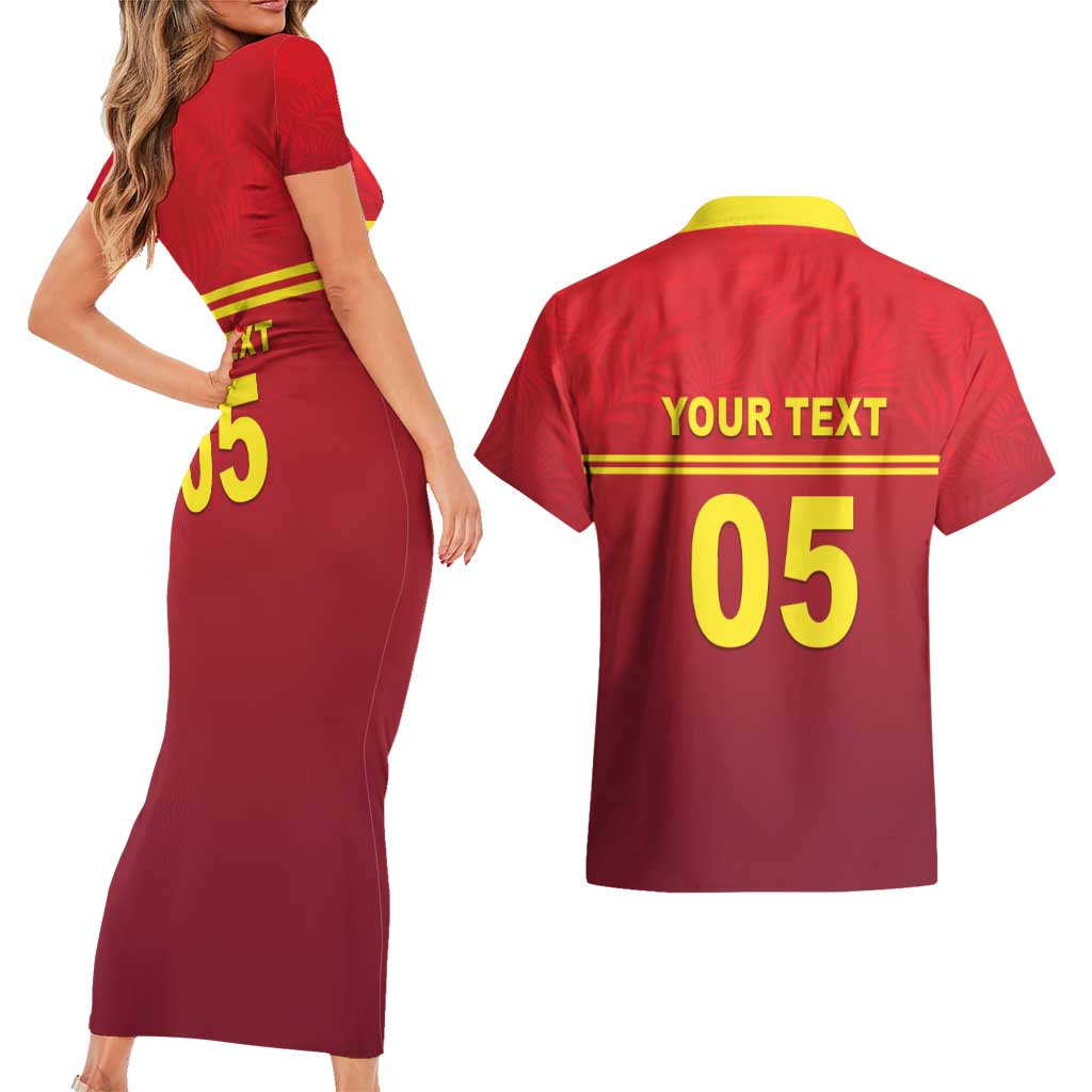 Custom West Indies Cricket Couples Matching Short Sleeve Bodycon Dress and Hawaiian Shirt Vintage Style
