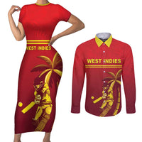 Custom West Indies Cricket Couples Matching Short Sleeve Bodycon Dress and Long Sleeve Button Shirt Vintage Style