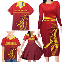Custom West Indies Cricket Family Matching Long Sleeve Bodycon Dress and Hawaiian Shirt Vintage Style