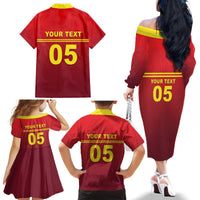 Custom West Indies Cricket Family Matching Off The Shoulder Long Sleeve Dress and Hawaiian Shirt Vintage Style