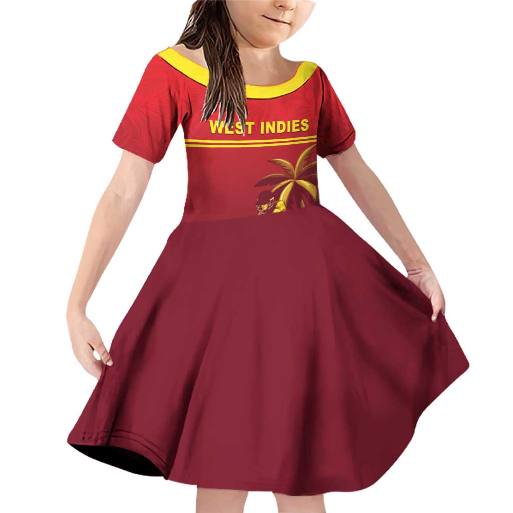 Custom West Indies Cricket Family Matching Off Shoulder Short Dress and Hawaiian Shirt Vintage Style