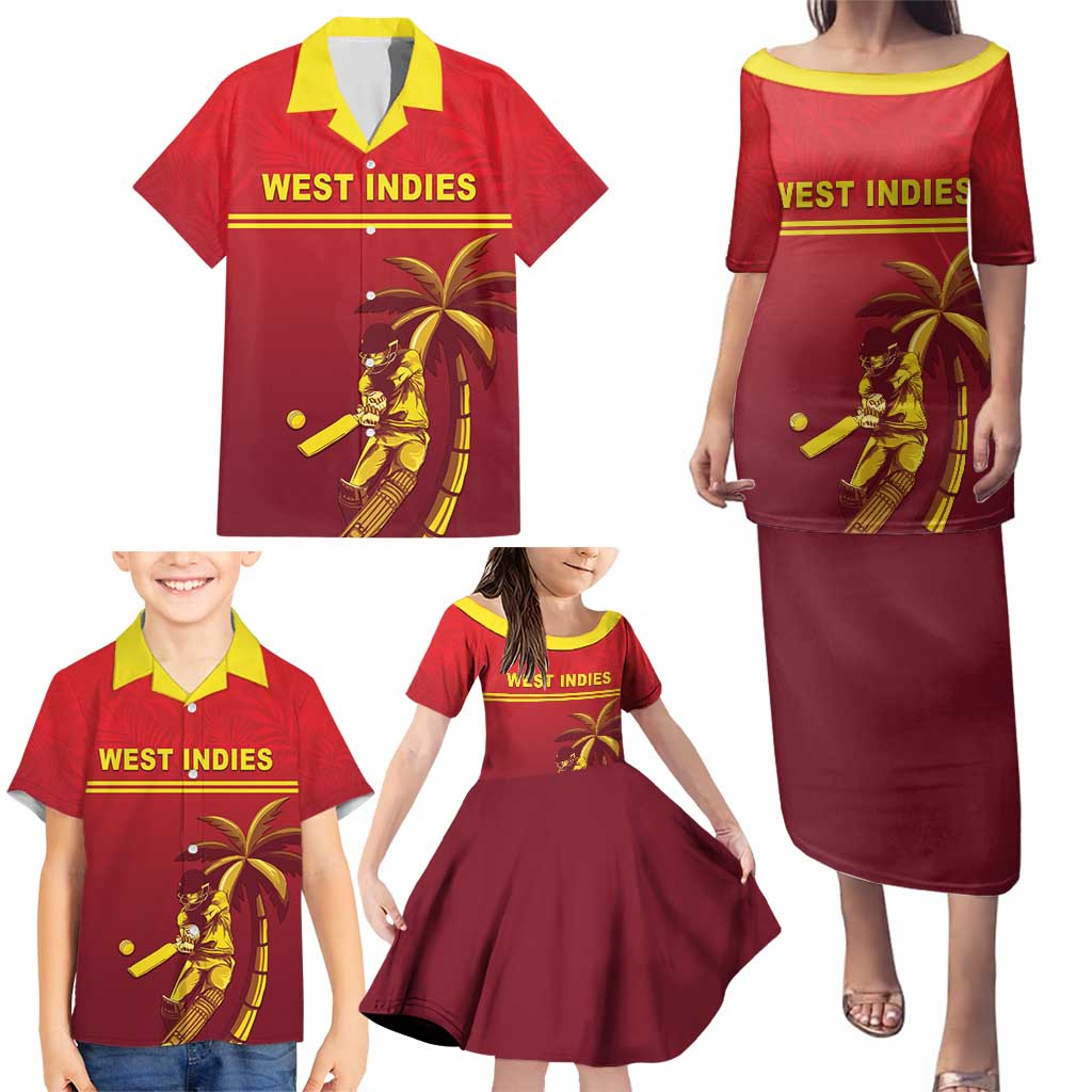 Custom West Indies Cricket Family Matching Puletasi and Hawaiian Shirt Vintage Style