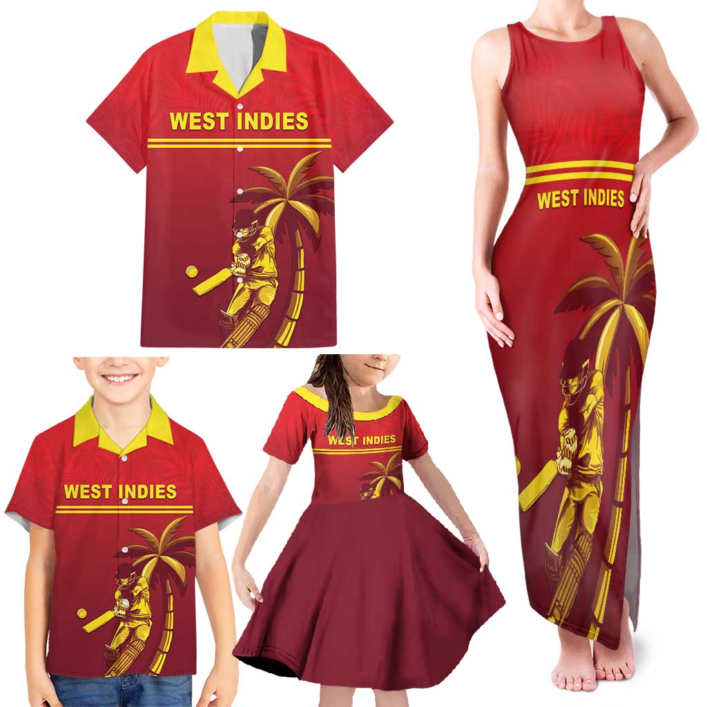 Custom West Indies Cricket Family Matching Tank Maxi Dress and Hawaiian Shirt Vintage Style