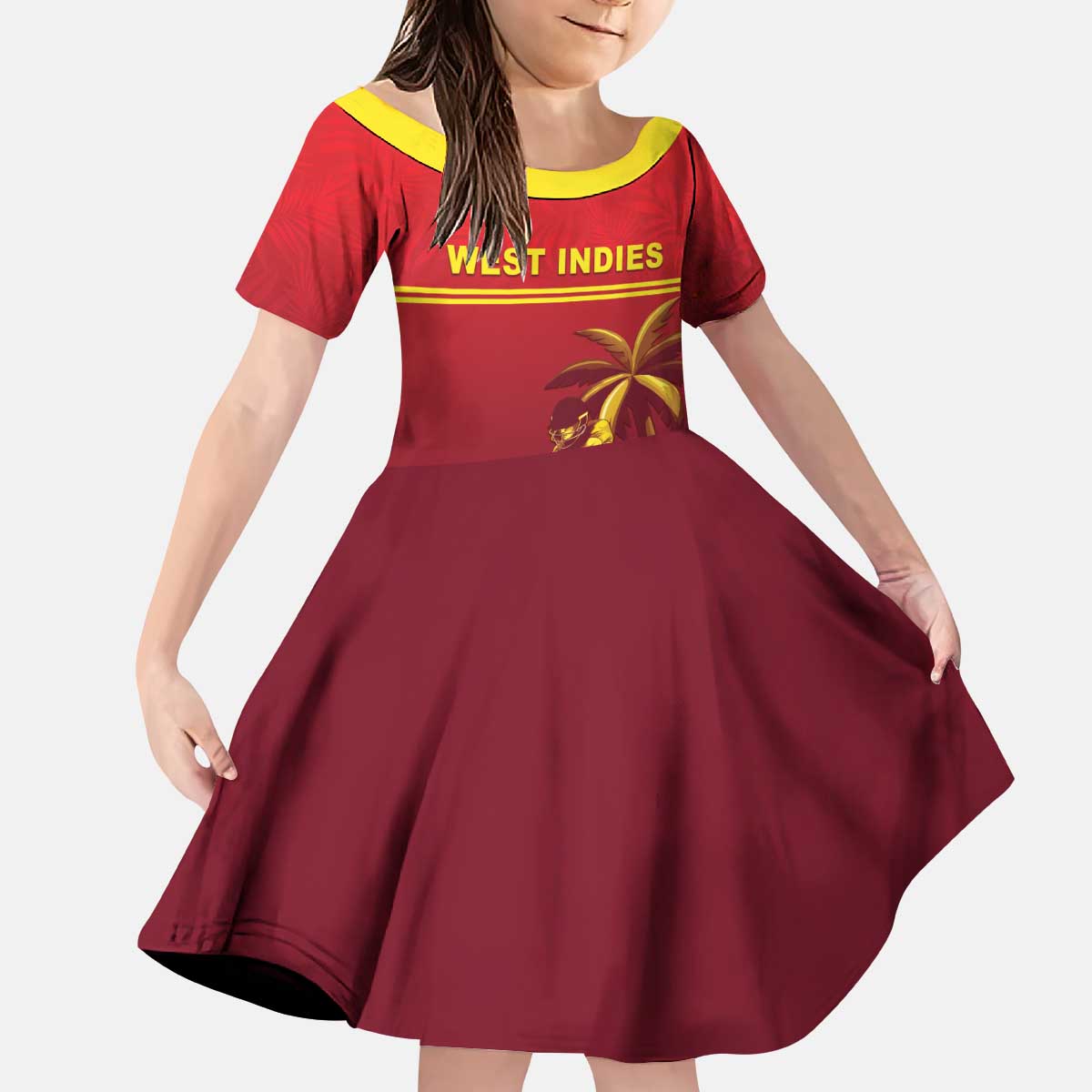 Custom West Indies Cricket Kid Short Sleeve Dress Vintage Style