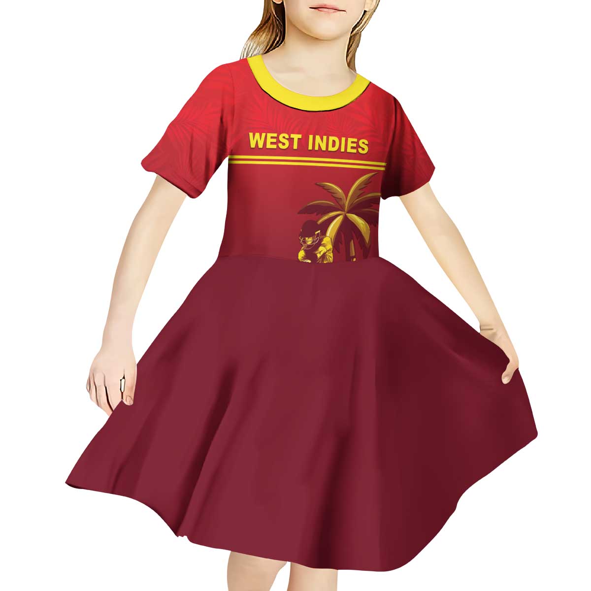 Custom West Indies Cricket Kid Short Sleeve Dress Vintage Style