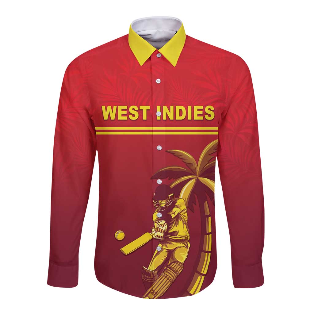 Custom West Indies Cricket Long Sleeve Button Shirt Vintage Style