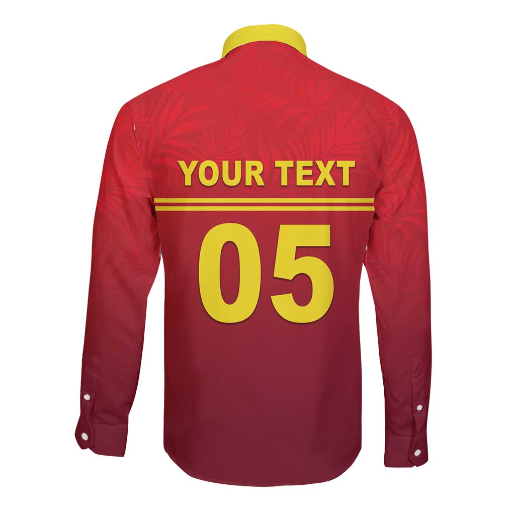 Custom West Indies Cricket Long Sleeve Button Shirt Vintage Style