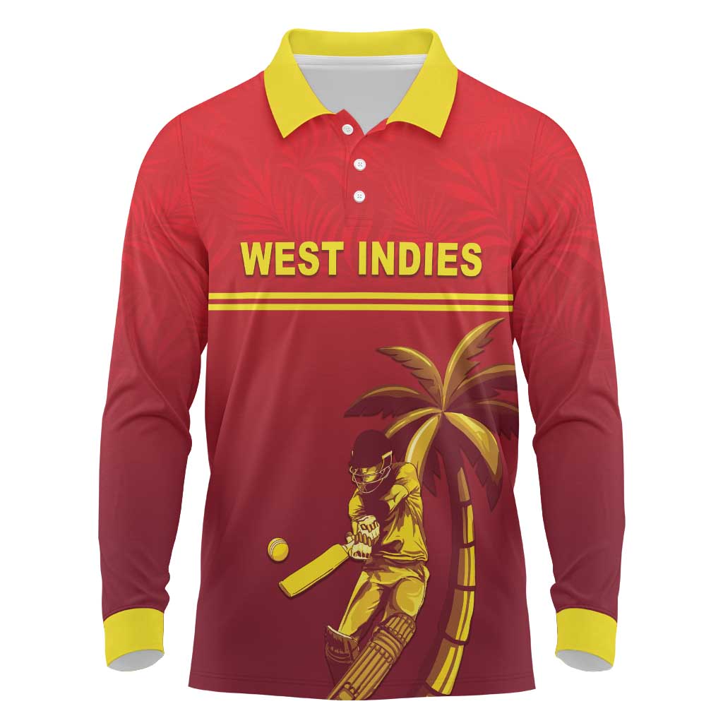 Custom West Indies Cricket Long Sleeve Polo Shirt Vintage Style