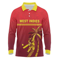 Custom West Indies Cricket Long Sleeve Polo Shirt Vintage Style