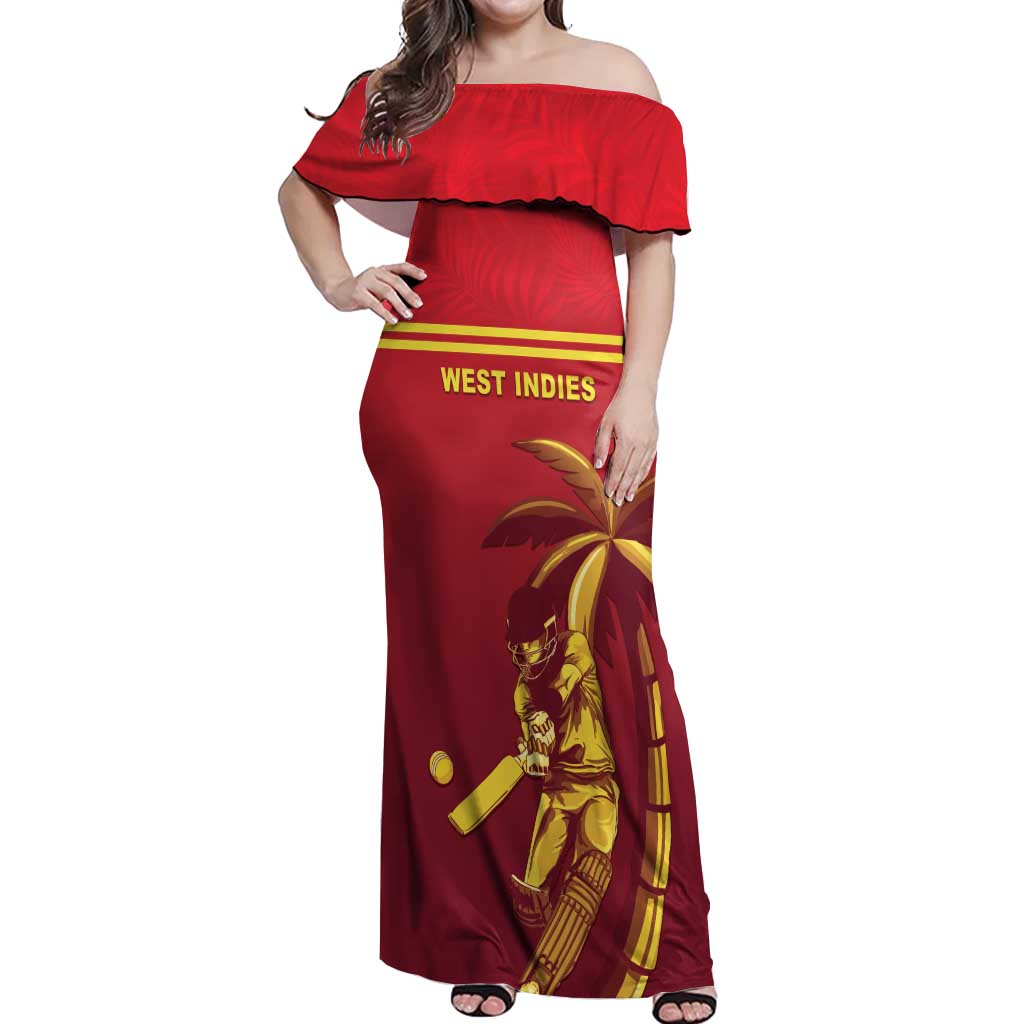 Custom West Indies Cricket Off Shoulder Maxi Dress Vintage Style