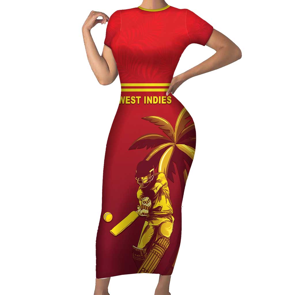 Custom West Indies Cricket Short Sleeve Bodycon Dress Vintage Style