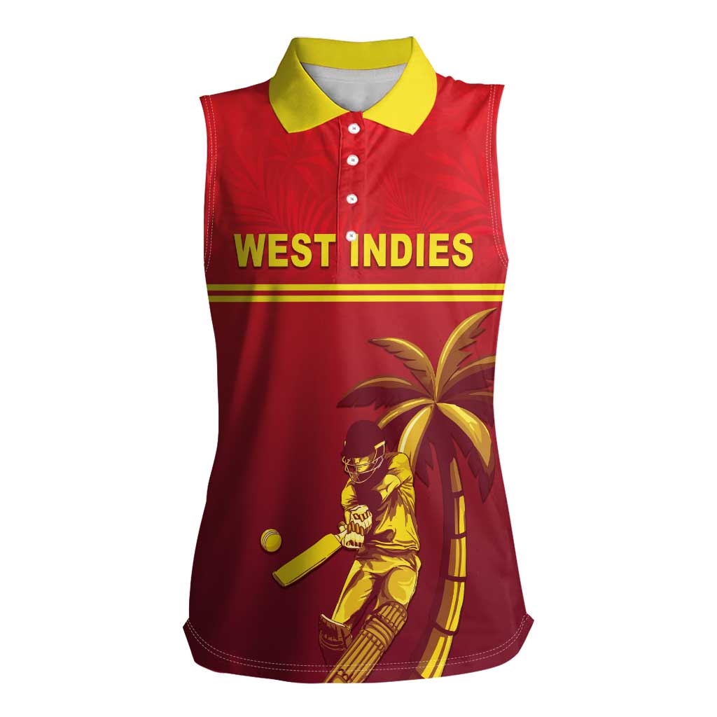 Custom West Indies Cricket Women Sleeveless Polo Shirt Vintage Style