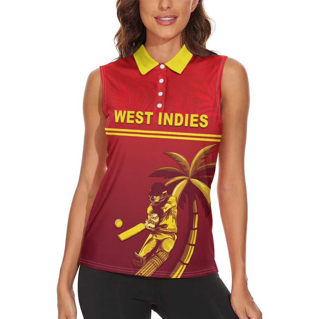 Custom West Indies Cricket Women Sleeveless Polo Shirt Vintage Style